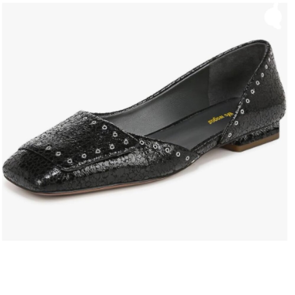 Wo Wagas Black Pump Side Cut Block Low Heel Square Toe Slip On Working Shoe